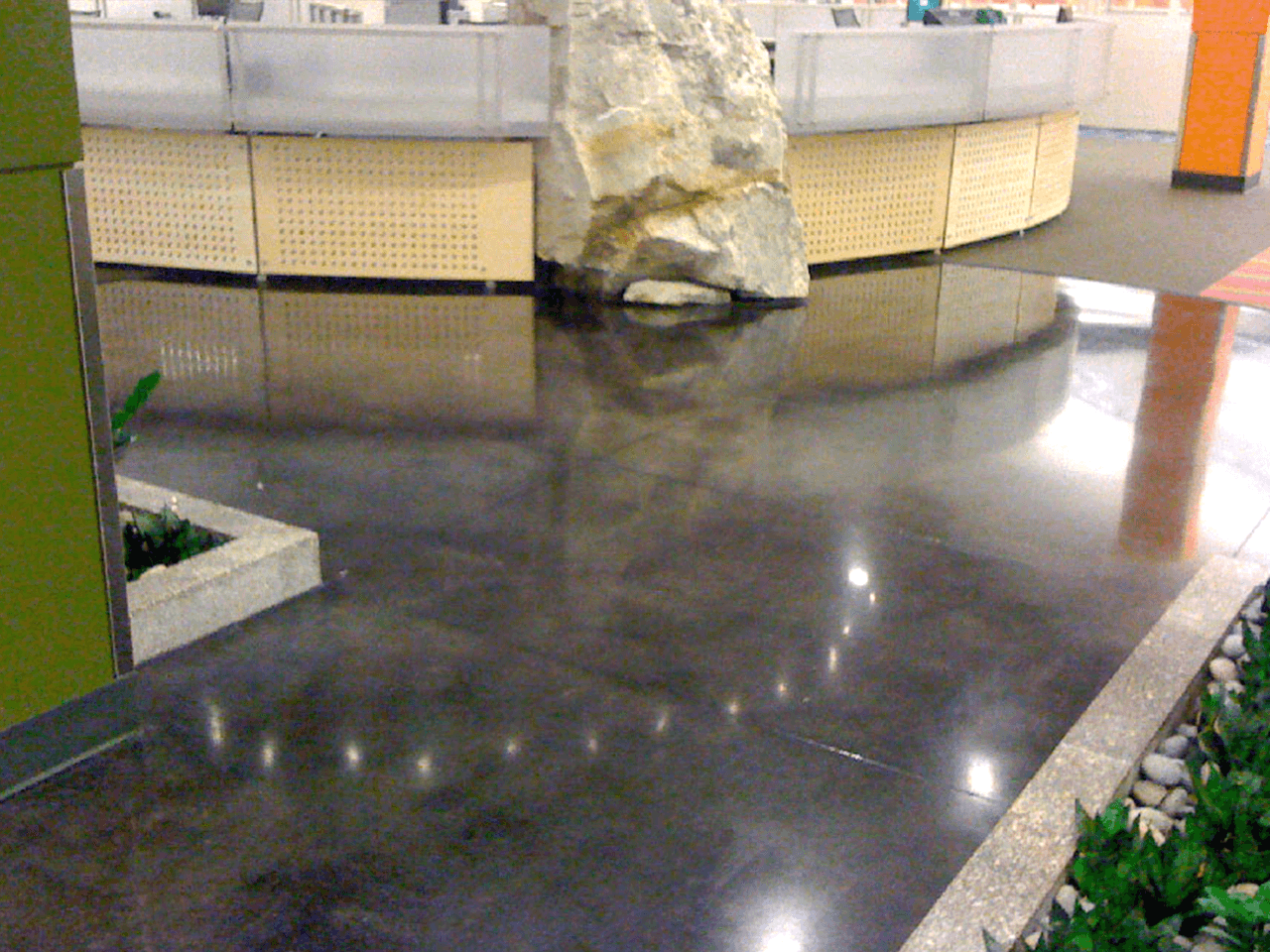 Decorative concrete dye and stain application at TD Bank Center